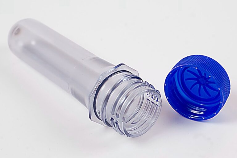PET plastic preform with polyethylene cap, illustrating tier 2 supplier visibility in consumer goods packaging resin supply chains
